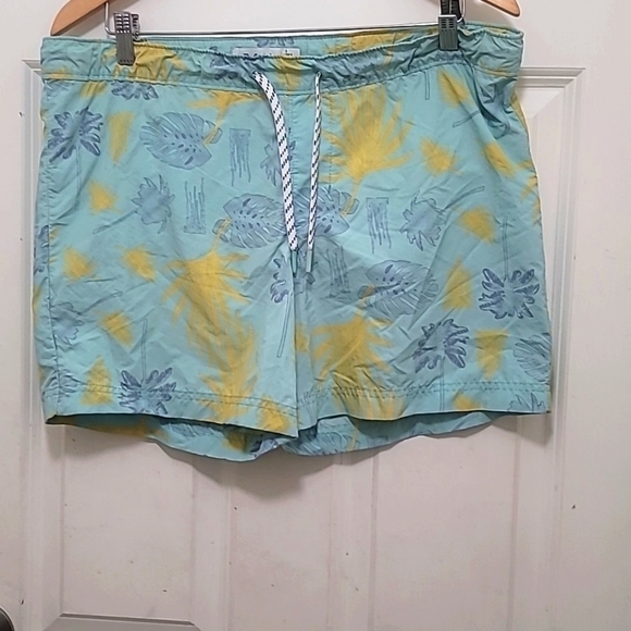 THE RAIL MEN'S SWIM TRUNKS HAWAIIAN ELASTIC DRAWSTRING WAIST NETTING GREEN SZ M - Picture 2 of 8